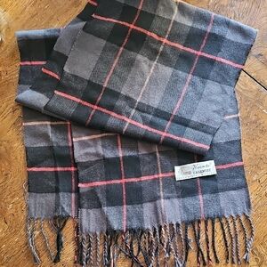 Keento Cashmere Scarf with Red and Black Plaid